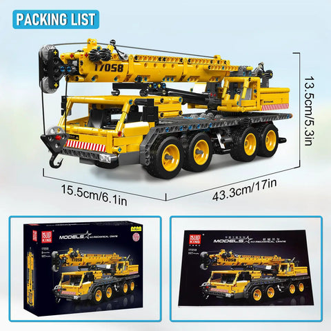 City Mobile Crane Truck Building Set With 997 Pieces Realistic Construction Vehicle Model Kit For Adults And Kids 8 Plus