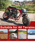 145/70-6 Mini Bike Tires Tubeless Replacement for various terrains including sand, mud, gravel, and snow on a red mini bike