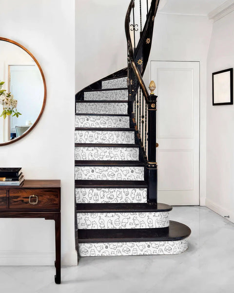 Spiral staircase with Stair Decals Piano Keys Stickers Set 13 Pieces Peel And Stick Vinyl Riser Decals For Home Decor Easy Install Removable
