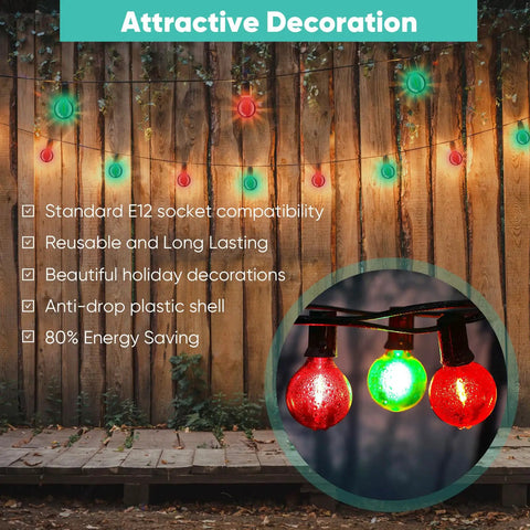 100 Pack G40 LED Globe Bulbs 1W Warm White 2700K For C7 And E12, shatterproof outdoor string lights for patio decor