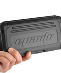 Hand holding a black plastic case for Torx Bit Socket Set 1/4 Inch And 3/8 Inch Drive With T8 To T60 Star Sizes In Chrome Vanadium Steel, 13 Pieces.