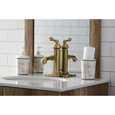 American Classic Brushed Brass Bathroom Faucet With Solid Brass Build, Drip-Free Ceramic Disc, Deck Mount, 1 Or 3 Hole Install