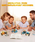 Family playing with 30 in 1 Solar Robot Kit for Kids with 243 Pieces STEM Building Set on table