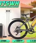 Adult Electric Bike 26 Inch Commuter With 7 Speed Gears And A Smooth 25 MPH Cruise Powered By A Heavy Hitting 720W Peak Motor Paired With A Swappable 375Wh Battery Built For A Rock Solid 50 Mile Range On City Streets Or Dirt Trails In White featuring 375Wh removable lithium battery