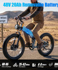 Rider on Dual Motor Beast Electric Bike For Adults With 3000W Peak AWD Power, 48V 20Ah Battery, 26 inch fat tires, desert road
