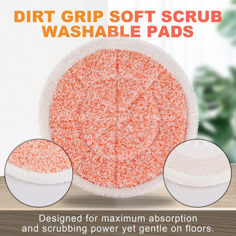 All In One Steam Mop Replacement Pads For S7000 Series And S8201 Rotating Scrubber showing dirt grip soft scrub surface
