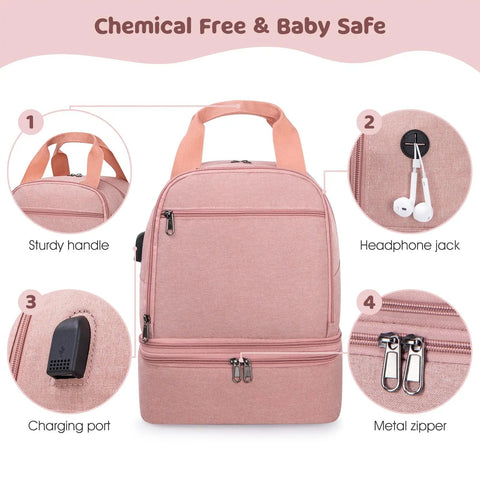 Stay Cool And Fully Loaded With This Dope Breast Pump Bag Cooler Backpack designed for the busy mom hustle, featuring sturdy handle and charging port.