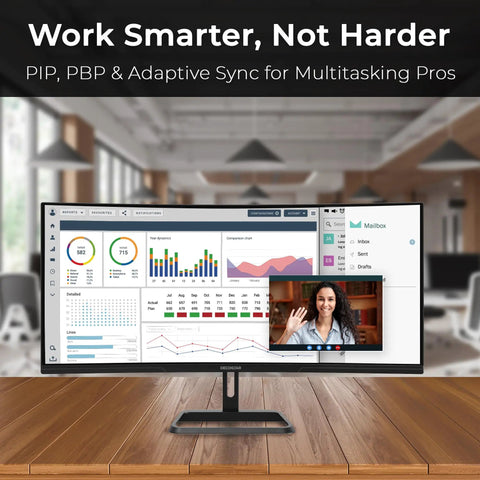 34 Inch Curved Ultrawide Monitor Dope For Your Desk Setup With 3440x1440 WQHD, 100 Hertz Refresh Rate, office setup