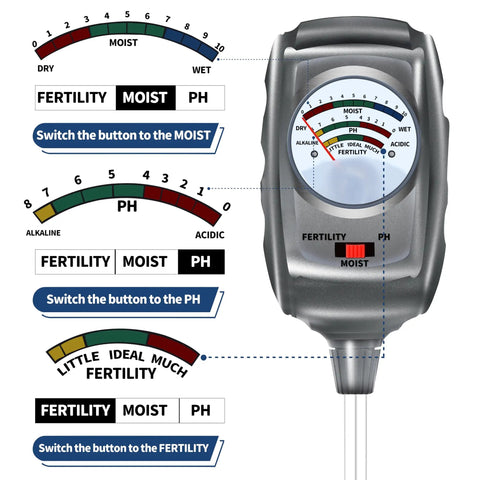 3 In 1 Soil Test Kit With Moisture Meter PH Meter And Fertility Tester for Garden Lawn Yard Indoor Outdoor Plants Farm Use