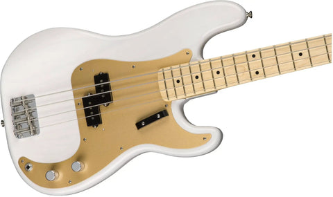 57 Precision Bass Style 10 Hole Gold Anodized 1-Ply Pickguard Replacement for Vintage Bass Mods, Easy Install, Durable Gold Finish, Classic Look for Retro Tones and Smooth Playability on white bass
