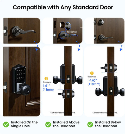 Slick Matte Black Fingerprint Smart Door Lock With Classic Knob Handle Featuring Fast Built Wifi For Seamless Remote App Access Zero Hub Headaches And Badass Home Security Vibes For Anyone Who Wants Nailed It Entry