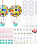 12 Sets Hot Air Balloon Tissue Paper Craft Kit Party Centerpieces With Paper Lanterns String Lights Cups Straws Ribbons And Colorful Tissue For Spring And Summer DIY Decorations displayed.