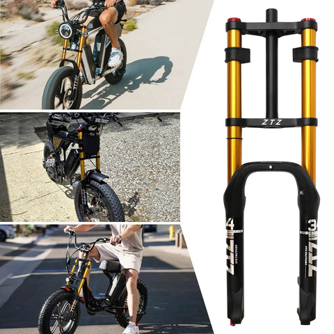 Beefy Fat Tire Front Fork With Air Suspension 180mm Travel 135mm Hub Spacing Rebound Adjustable Lockout 9mm QR straight steerer