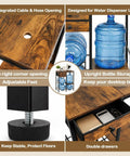 5 Gallon Water Jug Holder With 4 Slots Sturdy Water Dispenser Stand With Drawers And Wood Shelves detail features view