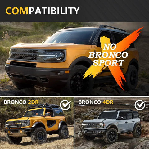 Ford Bronco 2-door and 4-door compatibility for Beefed Up Tow Hitch Receiver 2 Inch For Ford Bronco 2021 2022 2023 2024 2025 2026 2 Door 4 Door With Cover Rear Bumper Towing Hook Kit Excludes Bronco Sport
