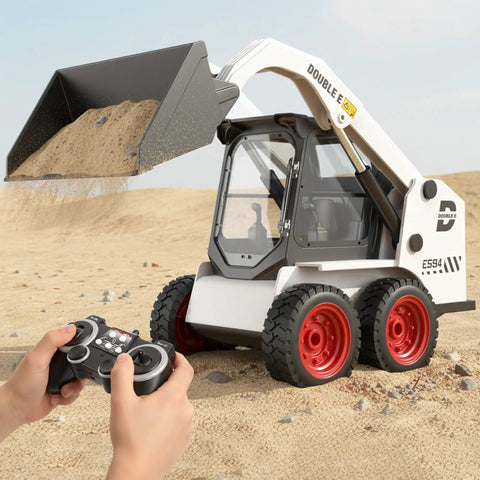 1:14 Scale RC Skid Steer Loader Toy for Kids With 2.4GHz Remote, Realistic Digging Action, lights and sounds on sand