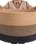 XXXLarge Woven Rope Basket For Blankets And Pillows With Long Handles Oversized Cotton Rope Basket Laundry Hamper And Nursery