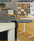 Heavy Duty White Floating Shelf Brackets 4 Pack L Brackets For Wall Mounted Storage with plants and furniture repair uses.