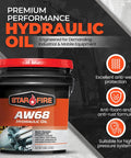 AW68 Hydraulic Oil 5 Gallon Pail For Heavy Duty Industrial And Mobile Equipment Workhorse With Premium Anti Wear Formula Anti Foam Rust And Oxidation Protection ISO 68 Hydraulic Fluid For High Pressure Systems