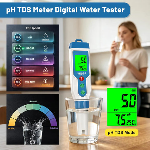 Top Tier Slick Digital Water Tester Meter With Huge Lcd Screen For Hydrogen Ph Orp Tds Ec Plus Salt Testing Dead Simple Results in use measuring water.