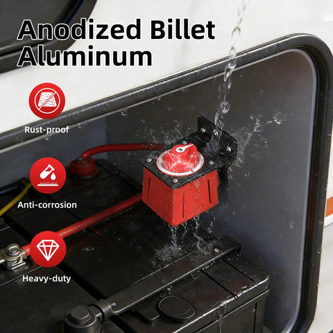 Beefed Up Battery Switch With Heavy Duty Aluminum Bracket For Boats And RVs, 12V-48V 300A Waterproof Battery Disconnect in use