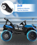 Blue kids ride-on car with 24V Ride On Car Gearbox Upgrade For Kids High Speed Drive Motor Replacement Easy Install RS555.