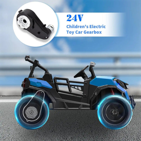 Blue kids ride-on car with 24V Ride On Car Gearbox Upgrade For Kids High Speed Drive Motor Replacement Easy Install RS555.