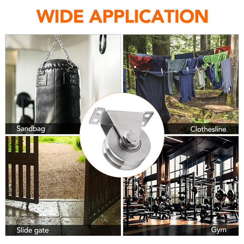 Wide application of Two Pack 48Mm Double Groove Pulley Wheel Set For Wall Mount Cable Systems 304 Stainless Steel with illustrations