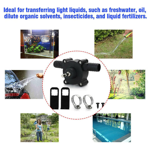 High Power Electric Drill Pump For Water Gasoline Oil Diesel Fluid Transfer With Self Priming Heavy Duty Build And High Pressure Efficiency for liquid transfer in various settings.