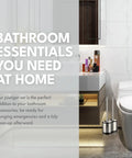 Heavy Duty Toilet Plunger and Brush Combo for Freestanding Stainless Steel Bathroom beside modern toilet setup