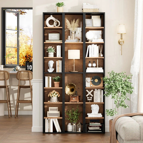 Heavy Duty Eight Tier Narrow Bookshelf With Adjustable Wooden Shelves Sleek Media Tower Rack For DVD And CD Storage Top Shelf Particleboard Design Sweet Space Saving Storage For Living Room