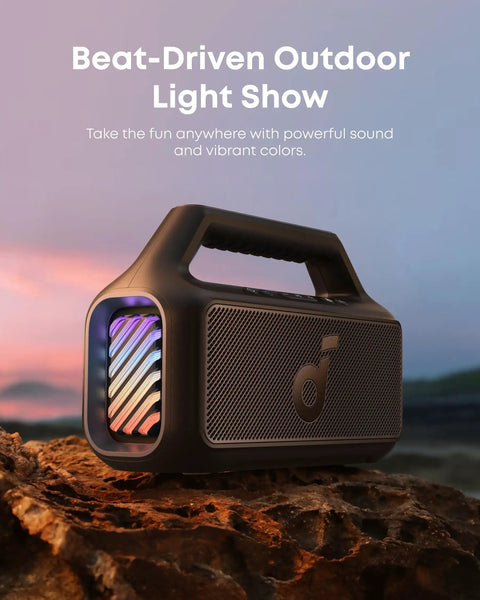 Outdoor Bluetooth Speaker With Crankin Bass Subwoofer And BassUp 2.0 80W Power For Camping And Beach IPX7 Waterproof And Floatable