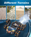 Epic 8 Wheel Hand Controlled RC Stunt Car With Gesture Sensing Remote on various terrains illustration