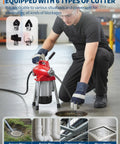 Heavy Duty 500W Electric Pipe Auger Drain Cleaner With Auto Feed Setup And Dual Coils for use on various pipe types.