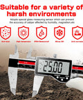 Electronic Digital Caliper With 6 Inch Range And Ultra Accurate Vernier Caliper For Inches Millimeters And Fractions in harsh environments