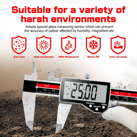 Electronic Digital Caliper With 6 Inch Range And Ultra Accurate Vernier Caliper For Inches Millimeters And Fractions in harsh environments