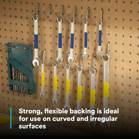 Vinyl Tape 764 General Purpose 2 In By 36 Yd Yellow Roll used for tool marking on pegboard with wrenches.