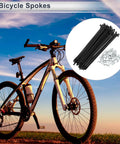 Universal Bicycle Spokes Set 12G 123mm Length With Nipples, bike under sunset, black carbon steel, 36 spokes and nipples for wheel repair