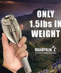 Heavy Duty Survival Grappling Hook With Four Stainless Steel Folding Claws held by a hand, only 1.5lbs in weight