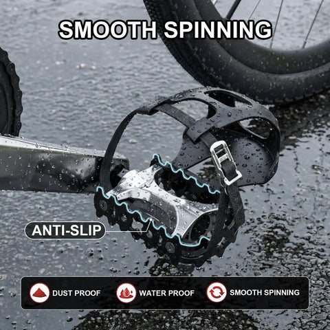 Durable Bike Pedals With Toe Cages And Straps For Road Peloton Mountain And MTB Bikes Toe Clip Pedals Designed For Wide Shoes