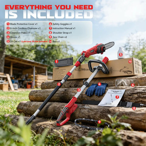 Pole Saw For Milwaukee 18V Cordless 8 Inch Tree Trimmer Cutter With 16 Feet Reach And 26 Feet Per Second Cutting Speed Tool Only