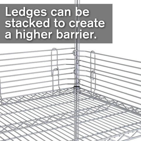 Top Tier Four Inch Stackable Ledge For Classic Wire Shelving With Sleek Chrome Rack Support Insert And Easy Snap Storage Addon For Legit Heavy Duty Build Quality In Garage Or Shop Space