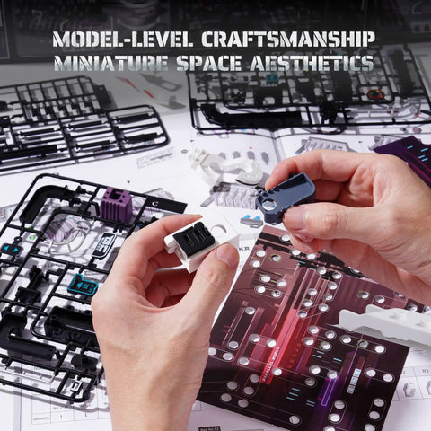 Future City Cyberpunk Marble Run Kit For Adults With 174cm Track Dope 140Piece 3D Puzzle Model STEM DIY Hobby For Men And Women Brain Teaser Building Toy Inspired By Parallel World MR02S, hands assembling plastic parts