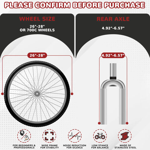 Steel Bicycle Trainer Stand With Fluid Magnetic Resistance wheel size and rear axle dimensions chart