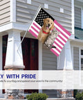 Pink Dope American Flag 3x5 Ft Double Sided Outdoor Flag Personalize With Your Text Photo Or Logo on house exterior