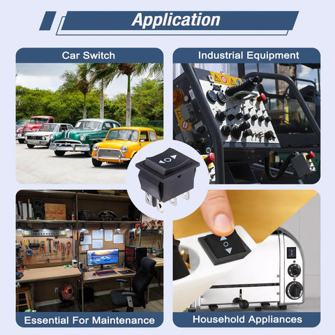 KCD4 DPDT Momentary Rocker Switch 6 Pin On Off On 3 Position 20A 125VAC 16A 250VAC Six Pack For Car Boat RVs And Home Projects Durable Black Housing 6 Terminal Control Toggle Switch, used in car, industrial, and appliance control