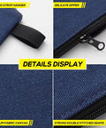 Details of 4 Pack Canvas Tool Pouches With Zippers, showcasing blue fabric, smooth-glide zipper, and durable double-stitched seams.