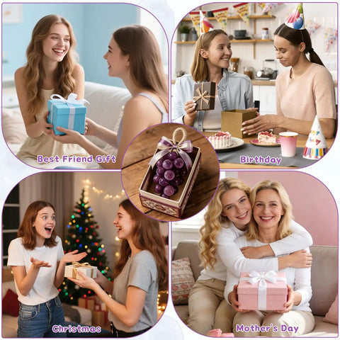 Collage of gift-giving occasions with Silicone Grape Soap Mold Kit With Six Colorful Cords And Two Threading Tools