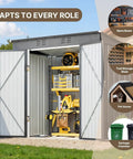 Large Capacity 6 Foot By 4 Foot Outdoor Storage Shed With Double Lockable Doors used as tool storage in backyard