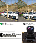 High Speed Wide Angle Global Shutter USB Camera Module showing no distortion 120° lens effect versus distorted view